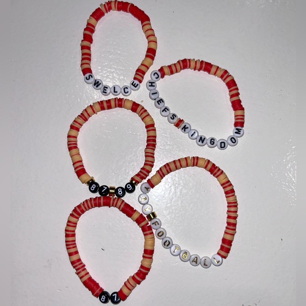 Taylor Swift Eras Tour Friendship Bracelet Stack - 5 Kelce Cheifs 87 89 football